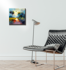 Tranquil Mountain Sunset Wrapped Canvas