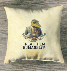 Decorative monarch crocodile pillow enhancing outdoor decor.