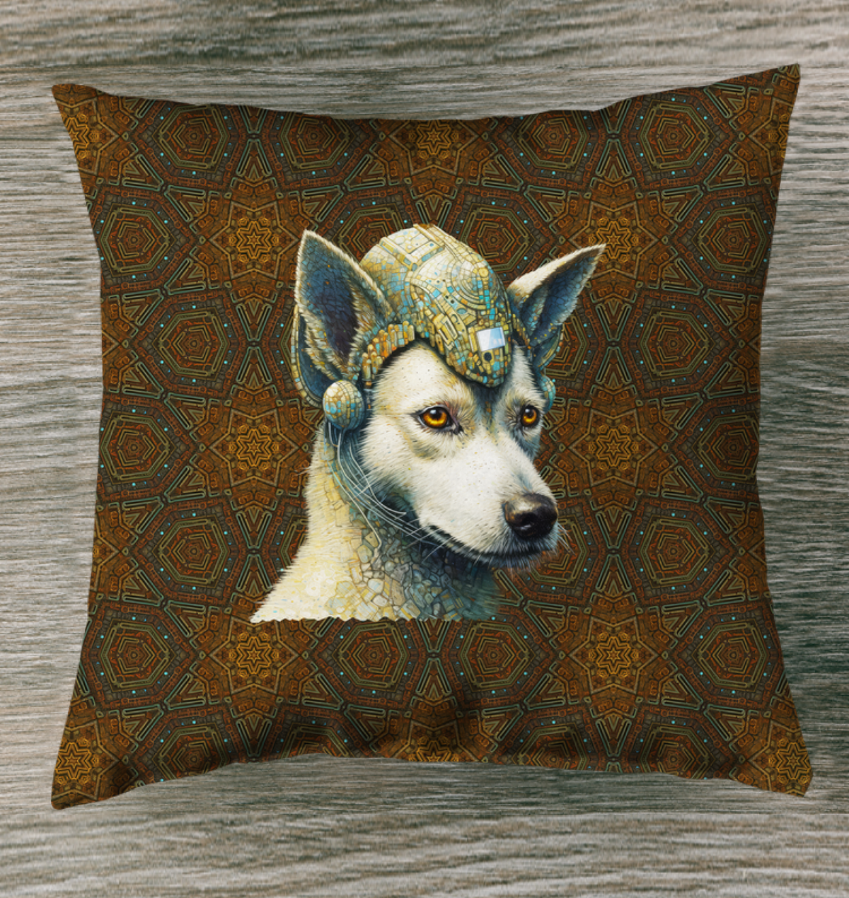 Loyal Companion Outdoor Pillow on patio chair