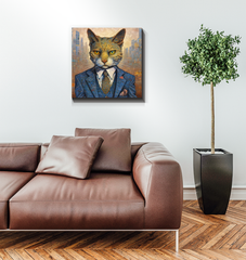 Feline Fancy Canvas hanging above a cozy reading nook.