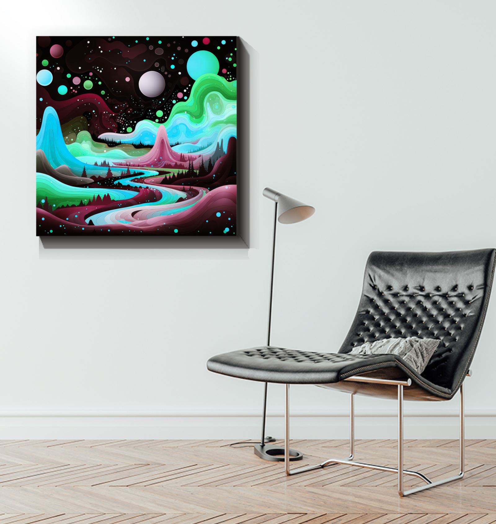 Serene Snowcaps Winter Landscape Canvas