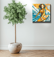 Surfing 5 31 Wrapped Canvas in a coastal-themed room