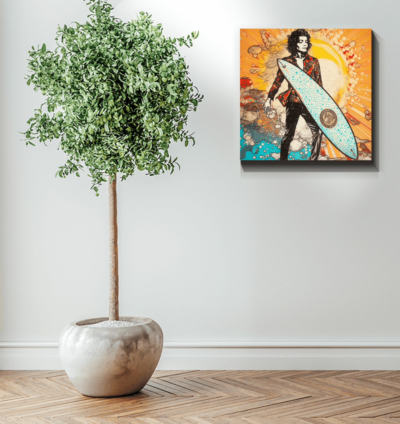 Surfing 5 09 Wrapped Canvas in office decor