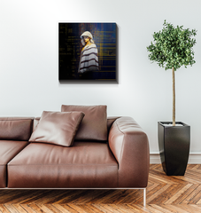 Boho Harmony Artistry Wrapped Canvas in a bohemian living room.