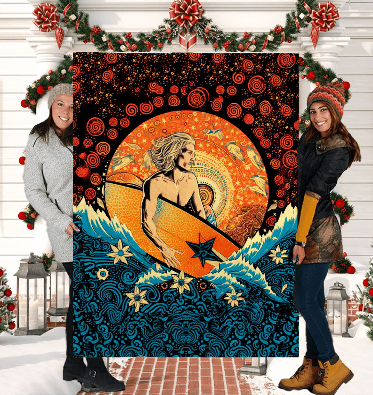 Wave Rider Sherpa Throw Blanket - Beyond T-shirts