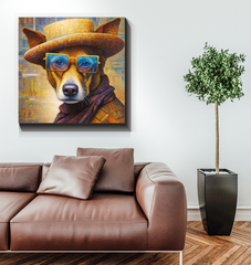 Whimsical puppy illustrations on canvas