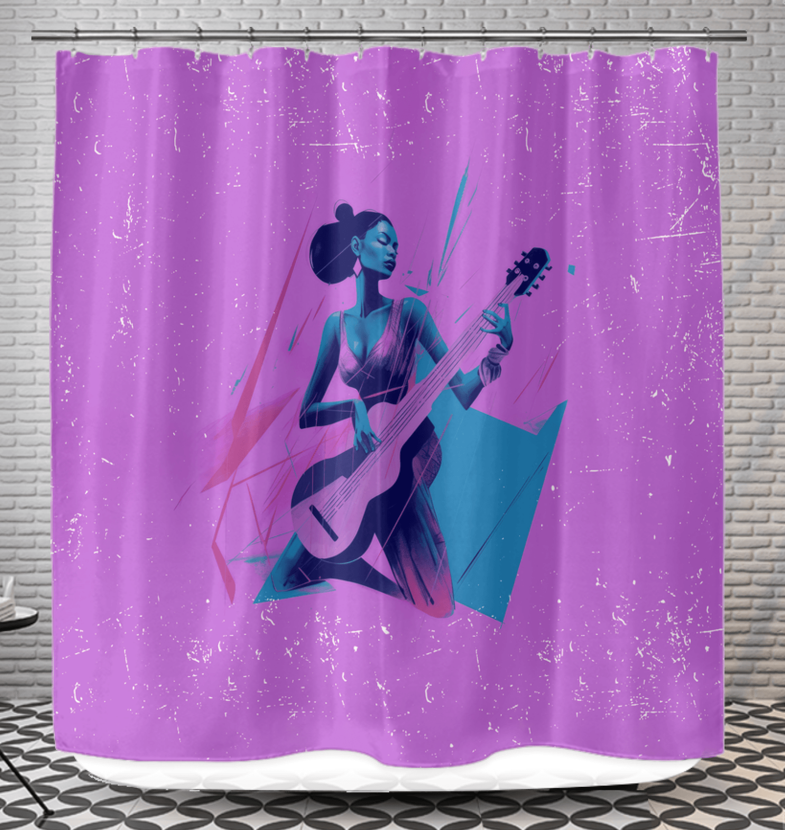 Fashionable Notes Bathroom Curtain - Beyond T-shirts