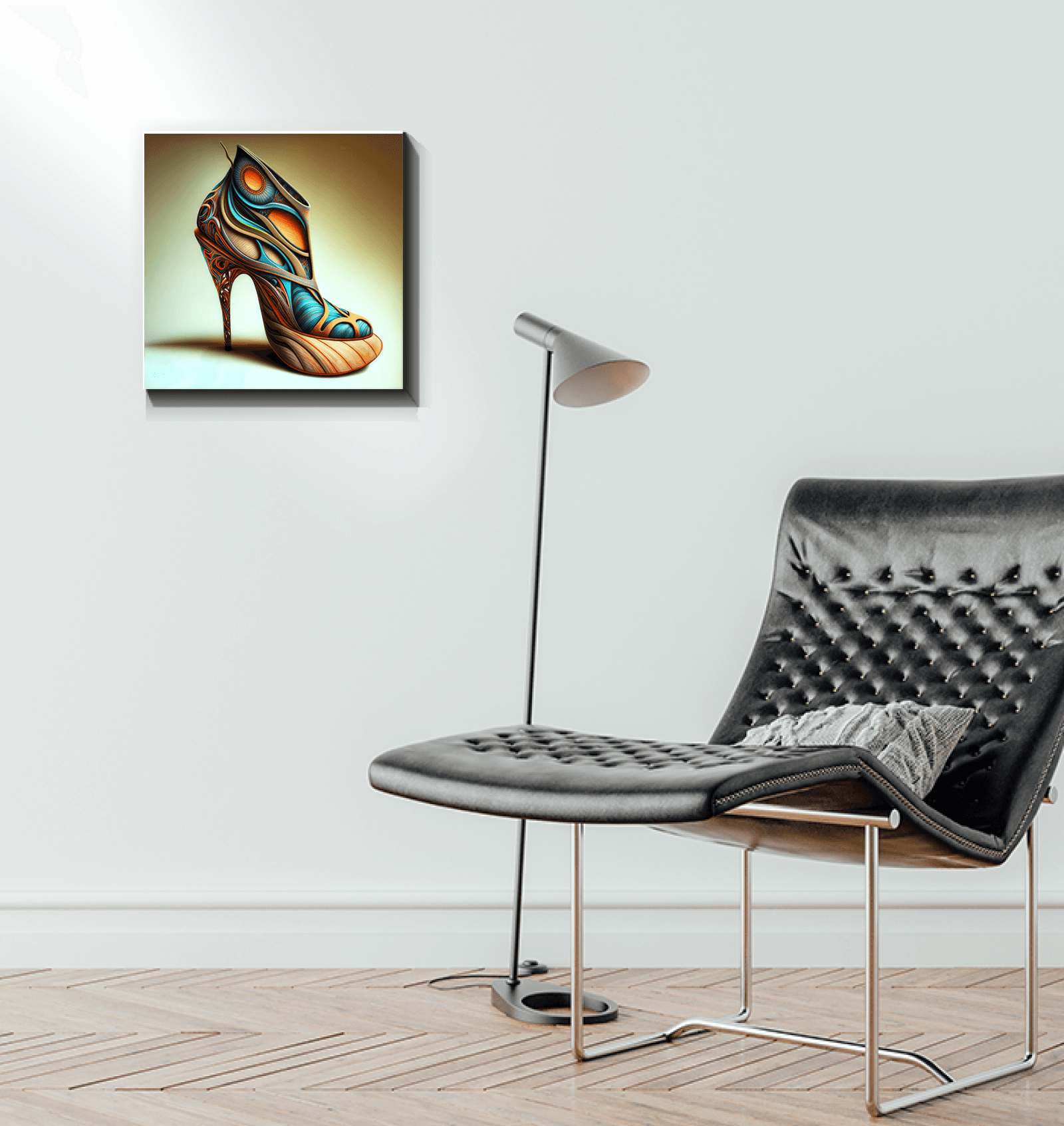 Abstract Fusion: Futuristic Shoe Wrapped Canvas - Beyond T-shirts