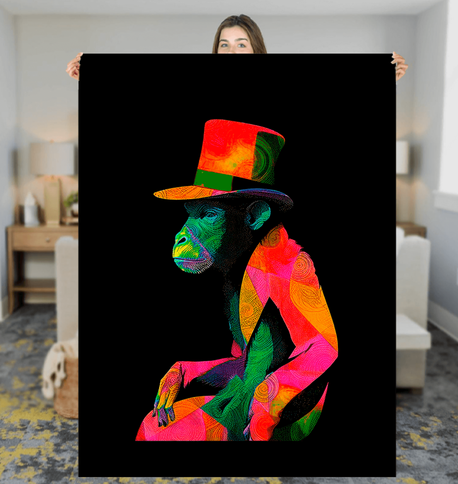 Playful Monkey Escape Sherpa Blanket - Beyond T-shirts