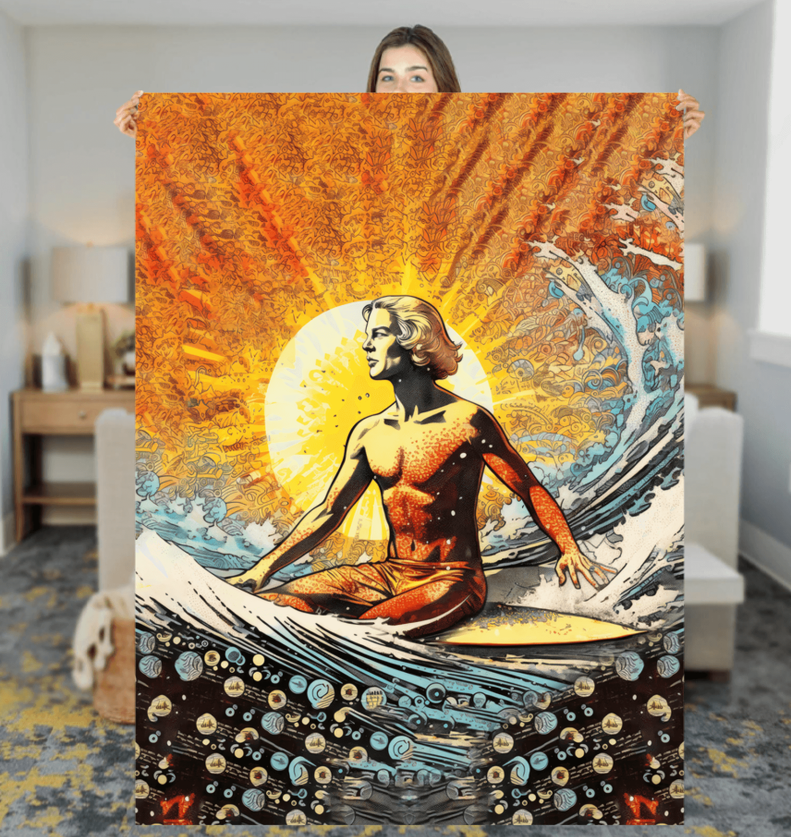 Surfing Serenity Fleece Throw - Beyond T-shirts