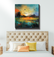 Golden Hour by the Lake Wrapped Canvas