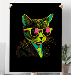 Artistic Cat Strokes Sherpa Blanket - Beyond T-shirts