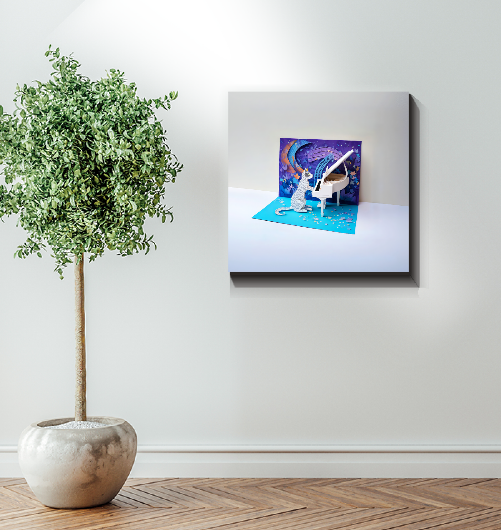 Mystic Moonlight Moth Wrapped Canvas in a stylish living room.