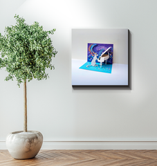 Mystic Moonlight Moth Wrapped Canvas in a stylish living room.