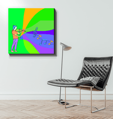 Lady Playing Violin Line Art Wrapped Canvas - Beyond T-shirts