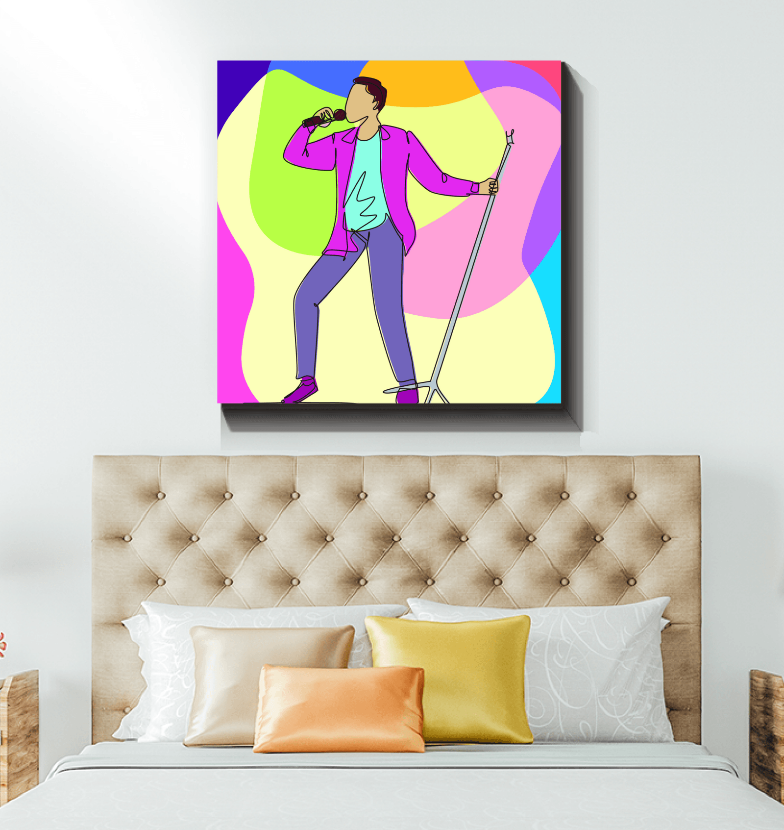 A singer With S Microphone Stand1 Wrapped Canvas - Beyond T-shirts