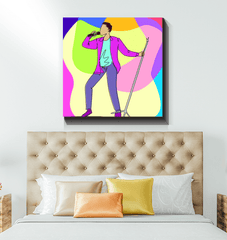 A singer With S Microphone Stand1 Wrapped Canvas - Beyond T-shirts