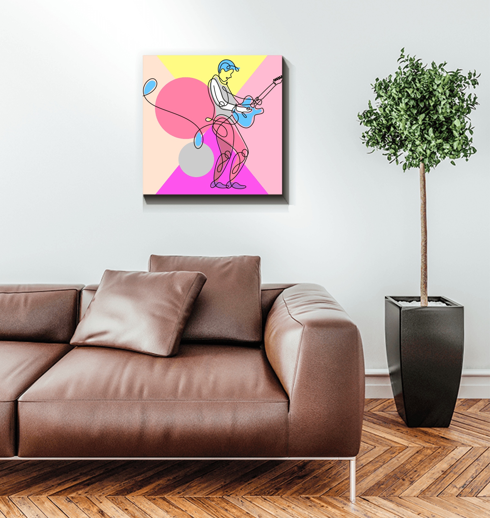 Guitar Line Art 4 Wrapped Canvas - Beyond T-shirts