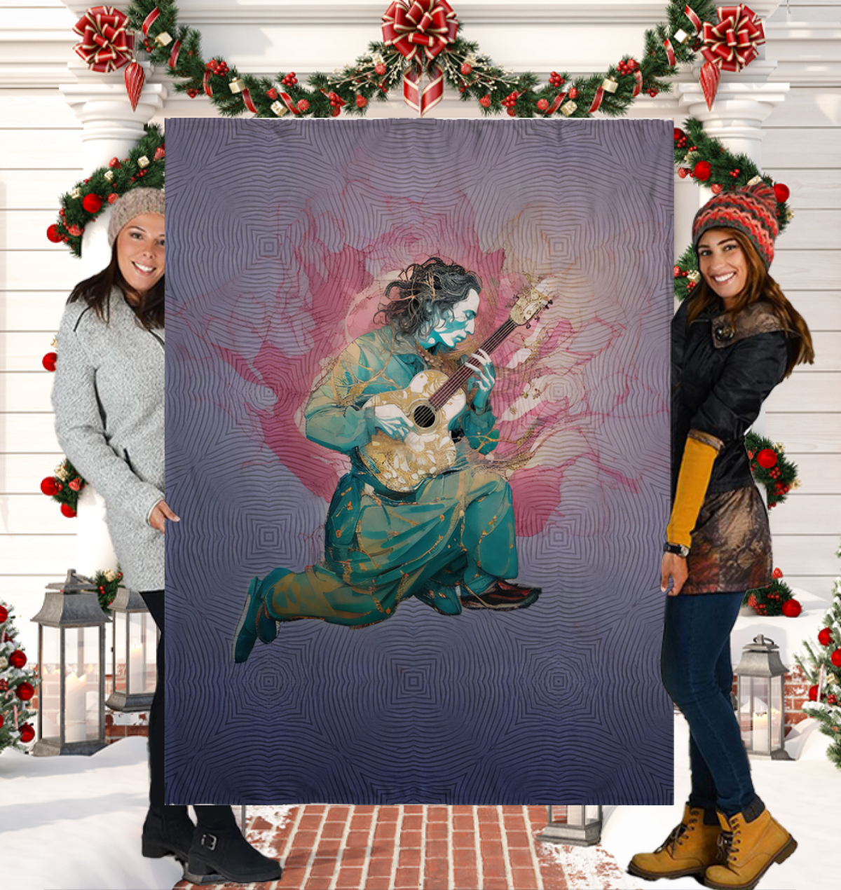 Artistic Meadow Symphony design on a Sherpa blanket.