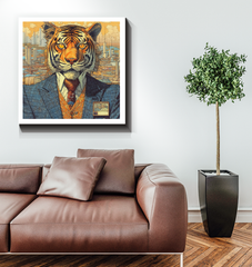 Wrapped Canvas - Detective Dog in a Trench Coat - Office Setting.