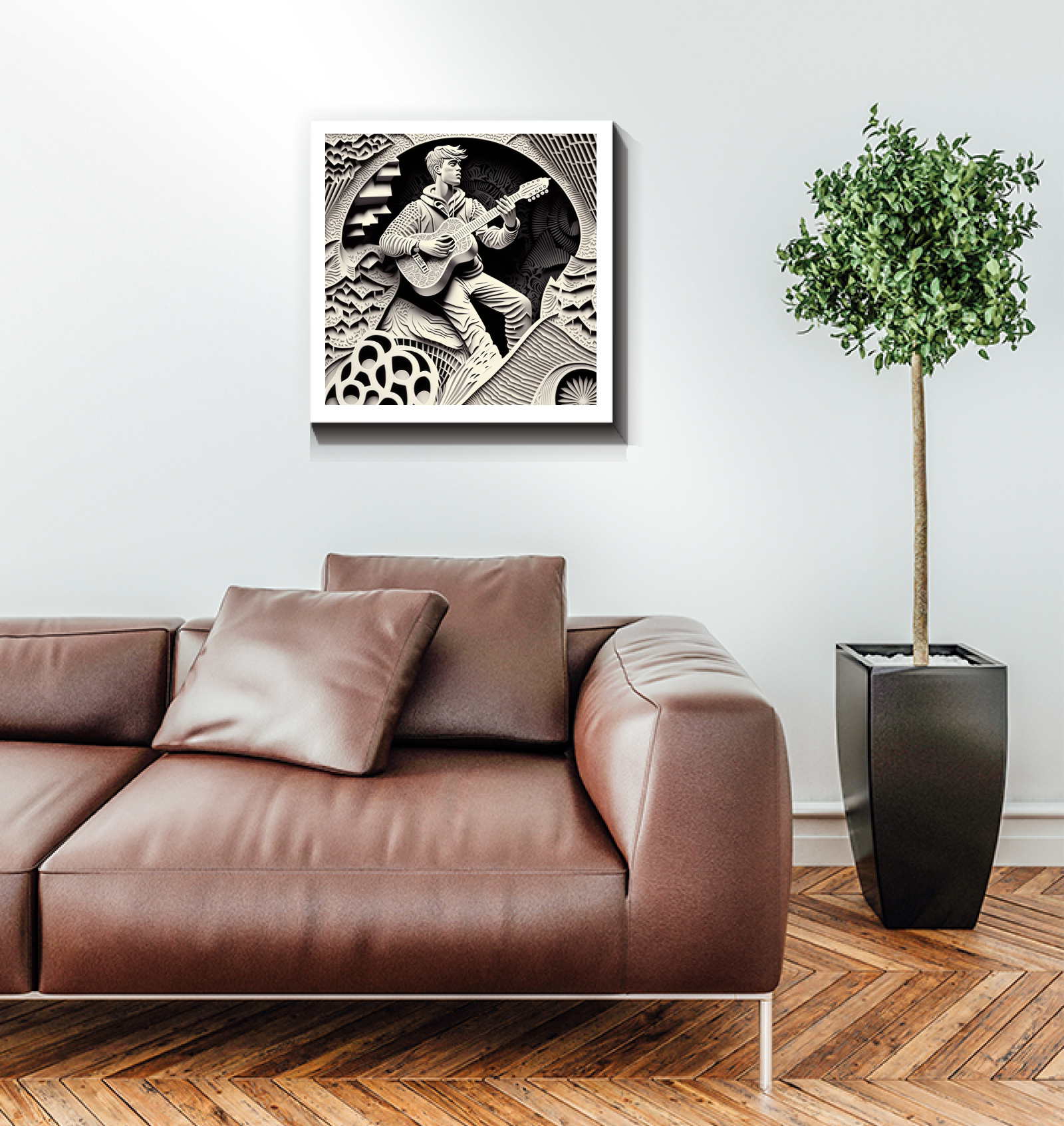 Indie folk-inspired artwork on canvas for modern interiors.