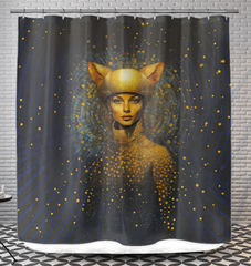 Ethereal Elegance Shower Curtain in a modern bathroom