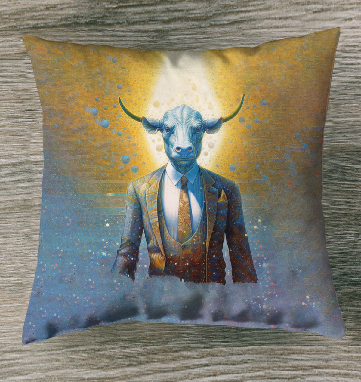 Majestic Buffalo Scene Indoor Pillow on a cozy sofa