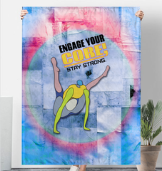 Soft Sherpa blanket with yoga Pigeon Pose artwork.