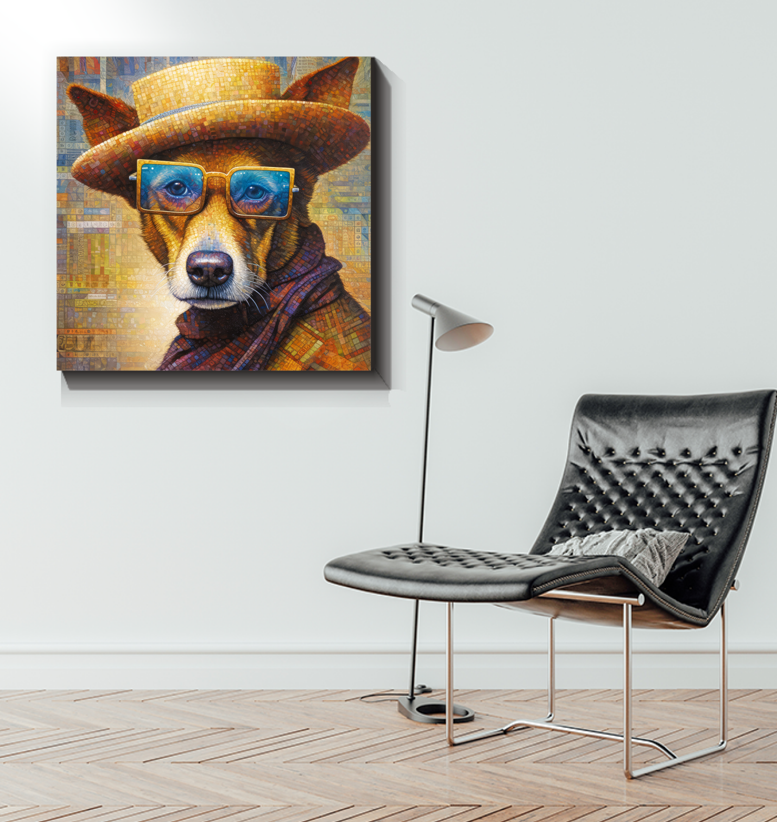 Wall art of puppies playing