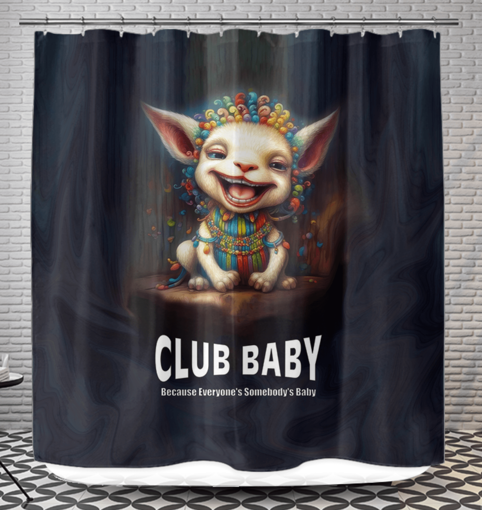 Elegant CB3-89 shower curtain in a stylish bathroom setting.