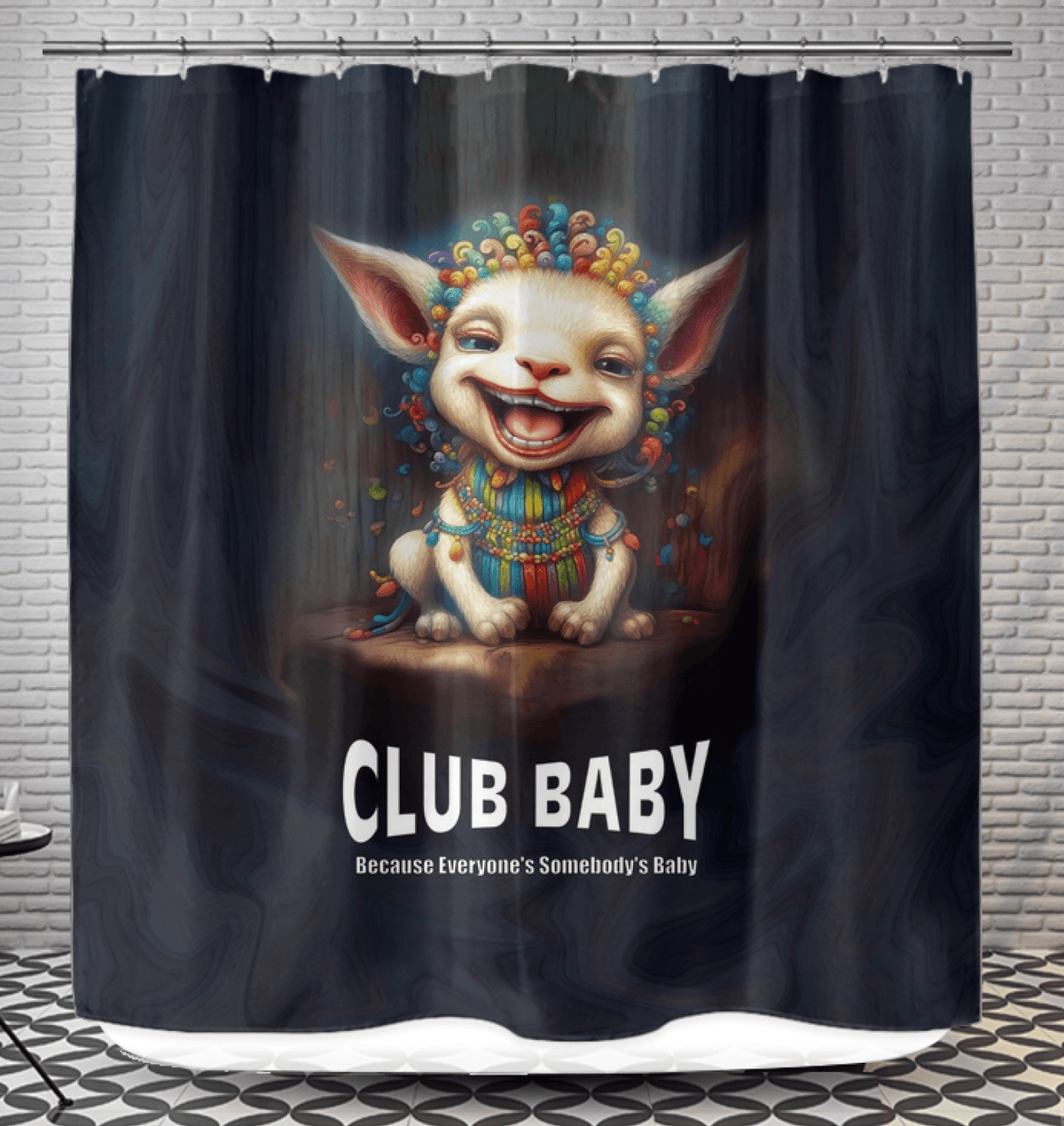 Elegant CB3-89 shower curtain in a stylish bathroom setting.
