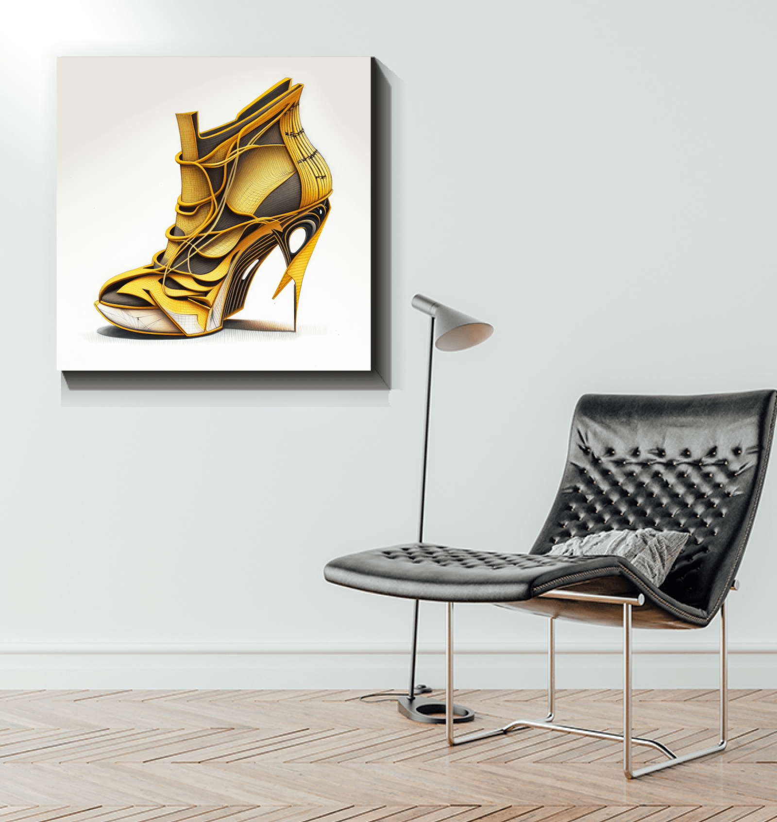 Unveiling Futurism: Shoe Inspired Canvas Art - Beyond T-shirts