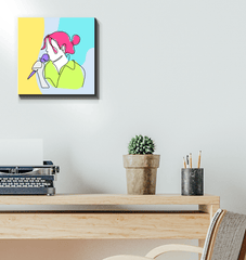 Girl Singing Line Art 1 Wrapped Canvas - Beyond T-shirts