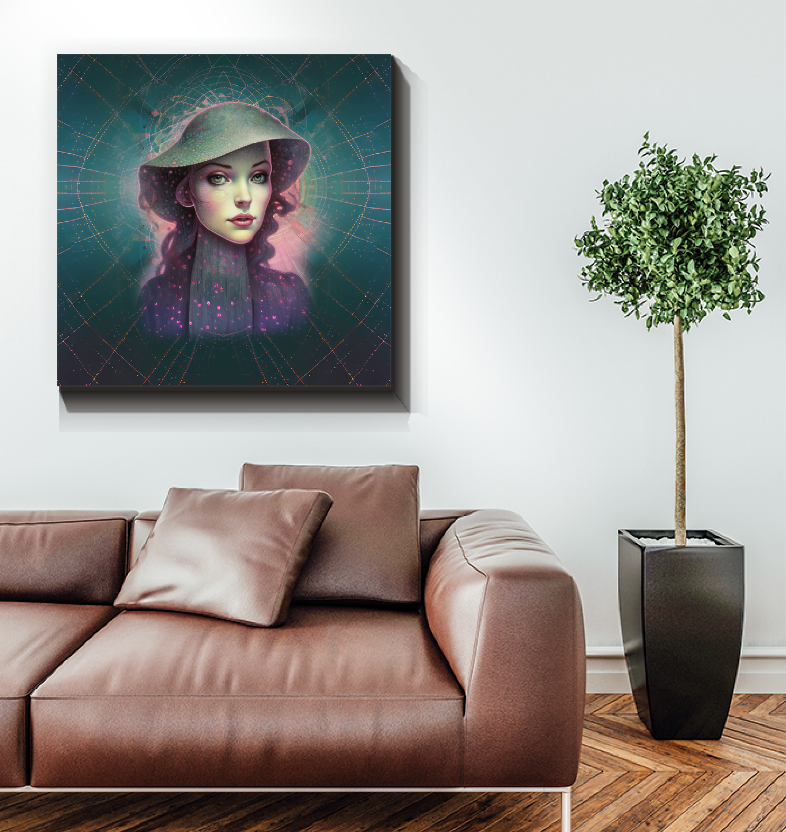 Mystic Forest Beyond Style Wrapped Canvas adding charm to a hallway.