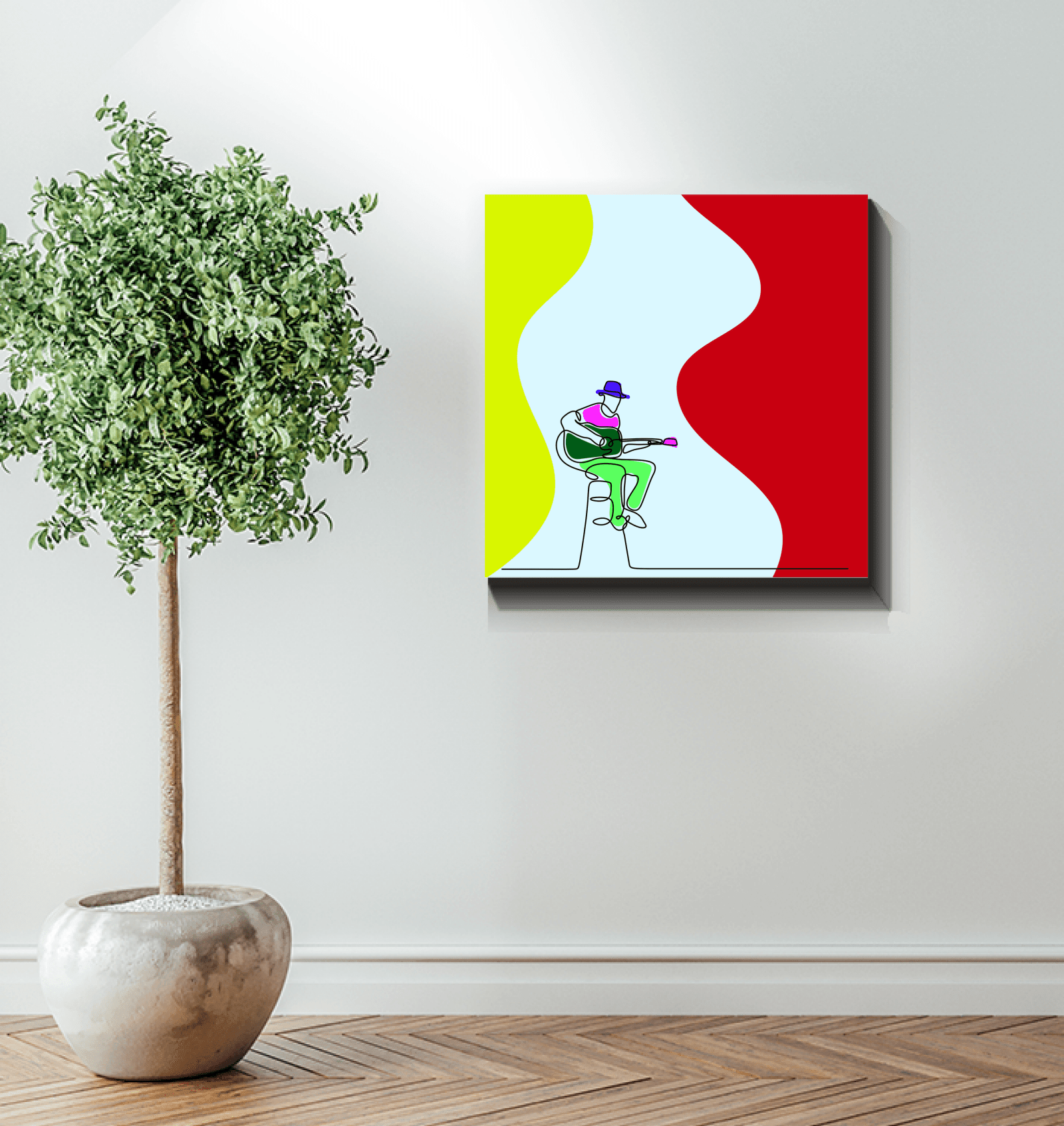 Guitar Line Art 3 Wrapped Canvas - Beyond T-shirts