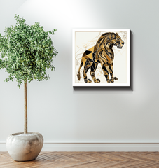 Lion's Tranquil Waterhole Reflection