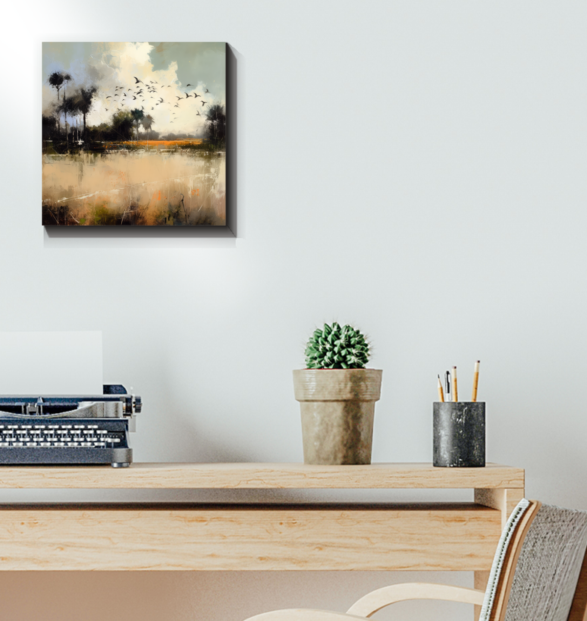Desert Oasis Landscape Wrapped Canvas