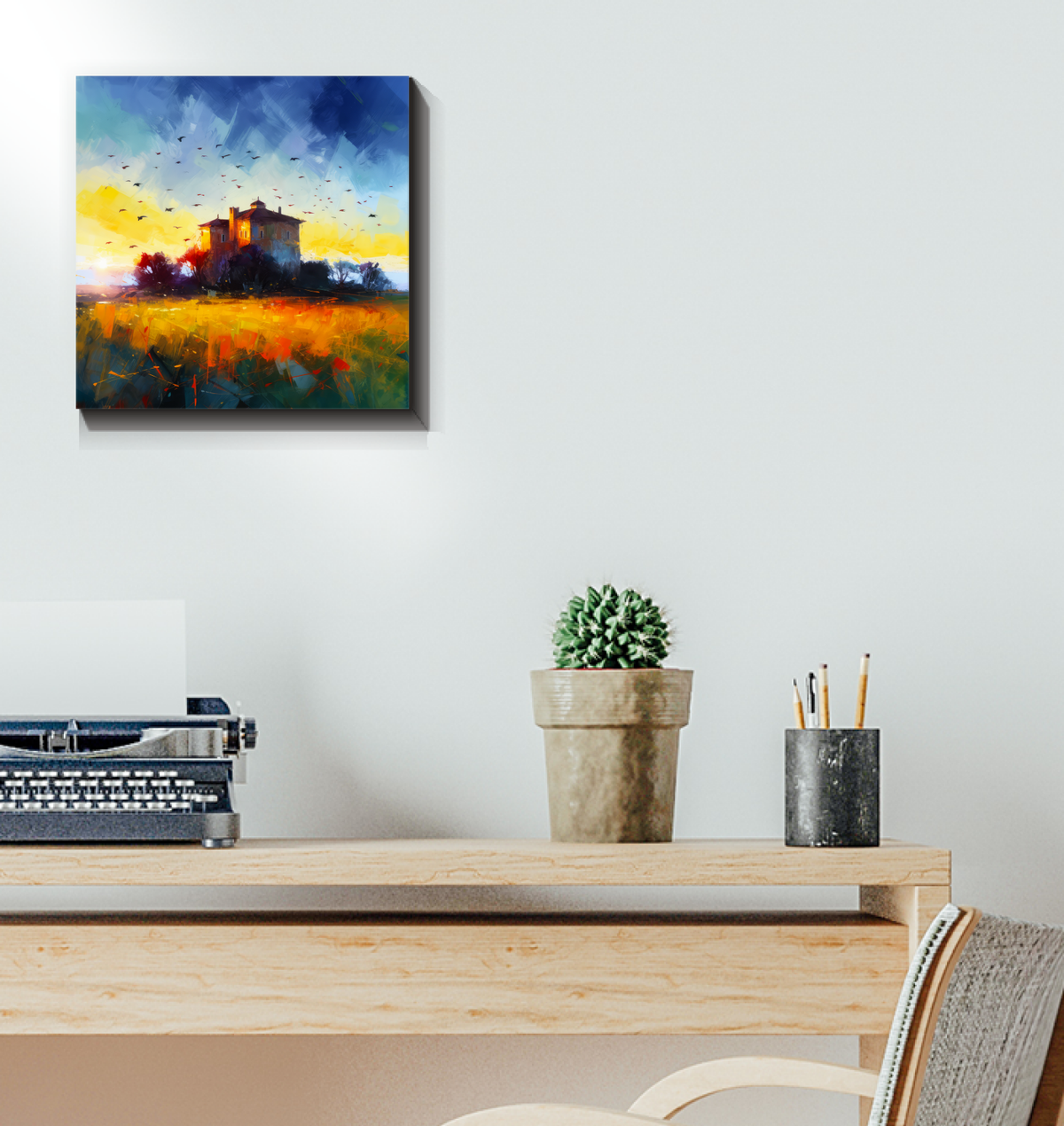 Starry Night Over the Canyon Wrapped Canvas