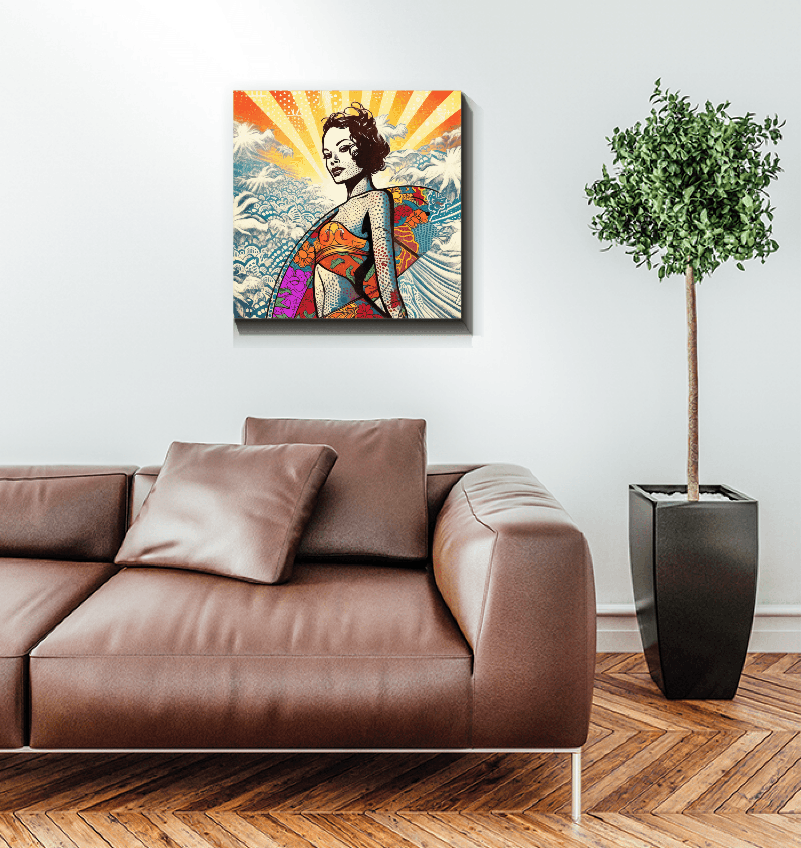 Vibrant coastal scene on Surfing 5 27 Canvas