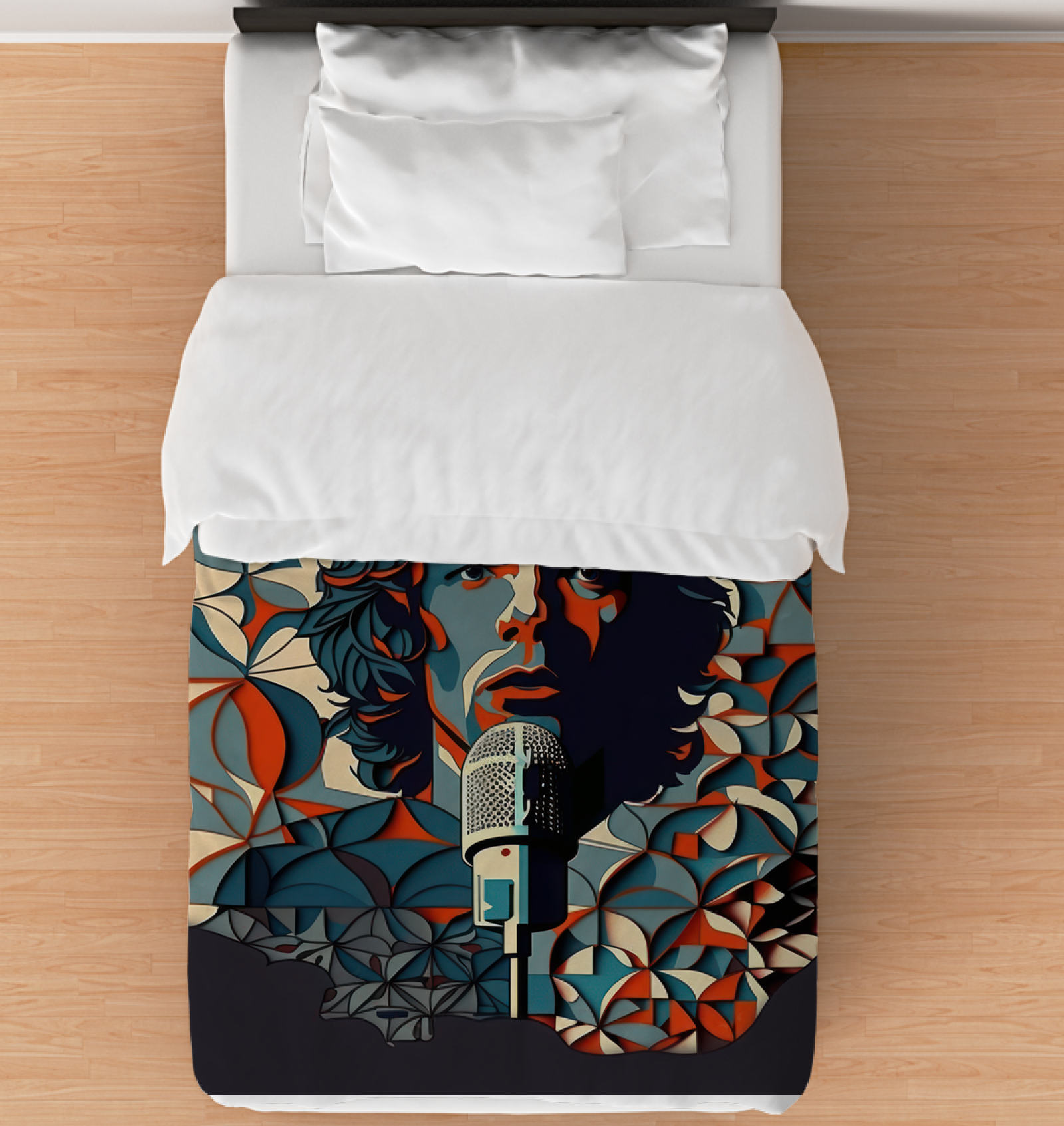 Jazz Rhythms Duvet Cover with Musical Notes Design for Bedroom