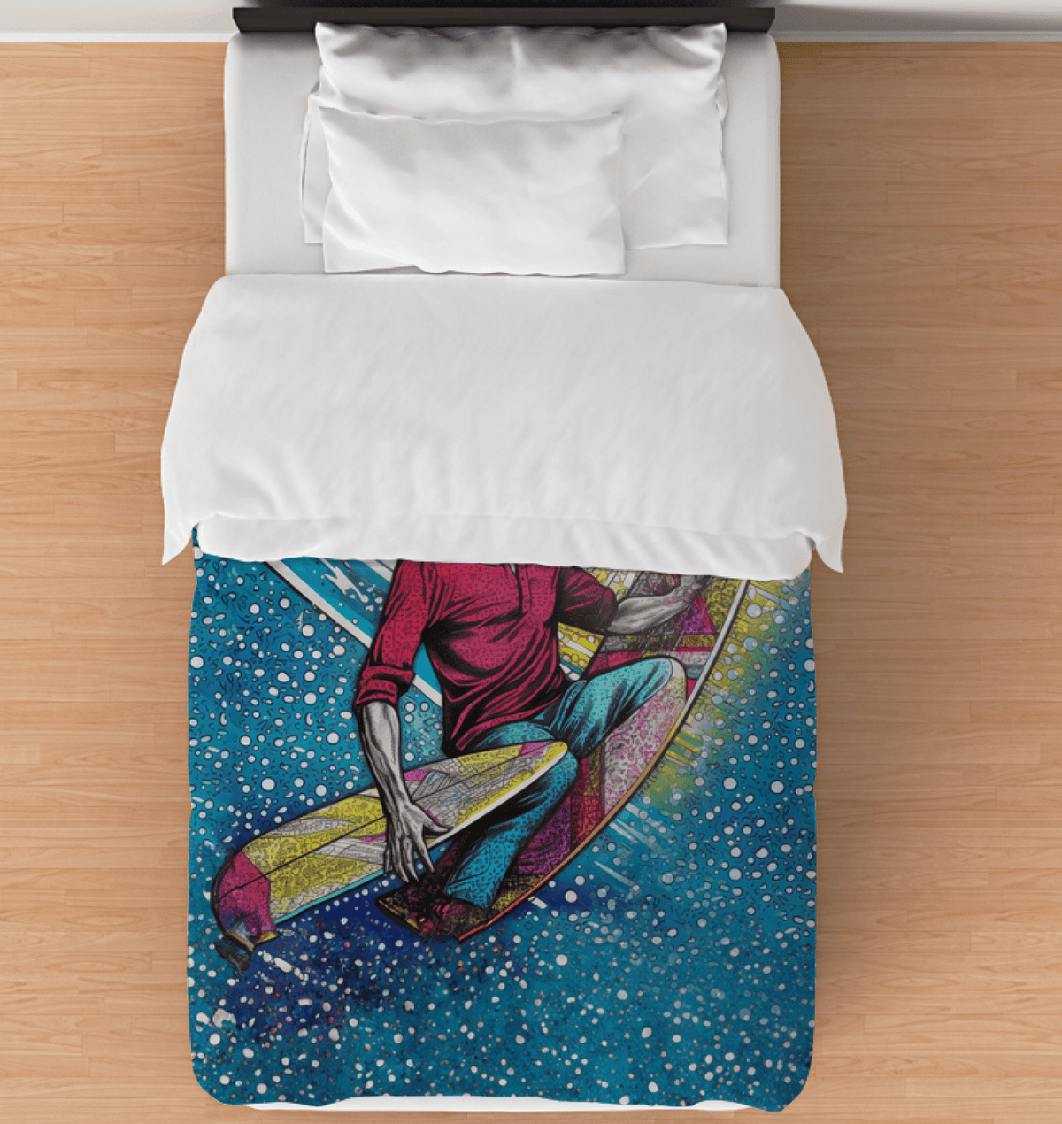 Surfing 5 20 Twin Comforter with Ocean Wave Design