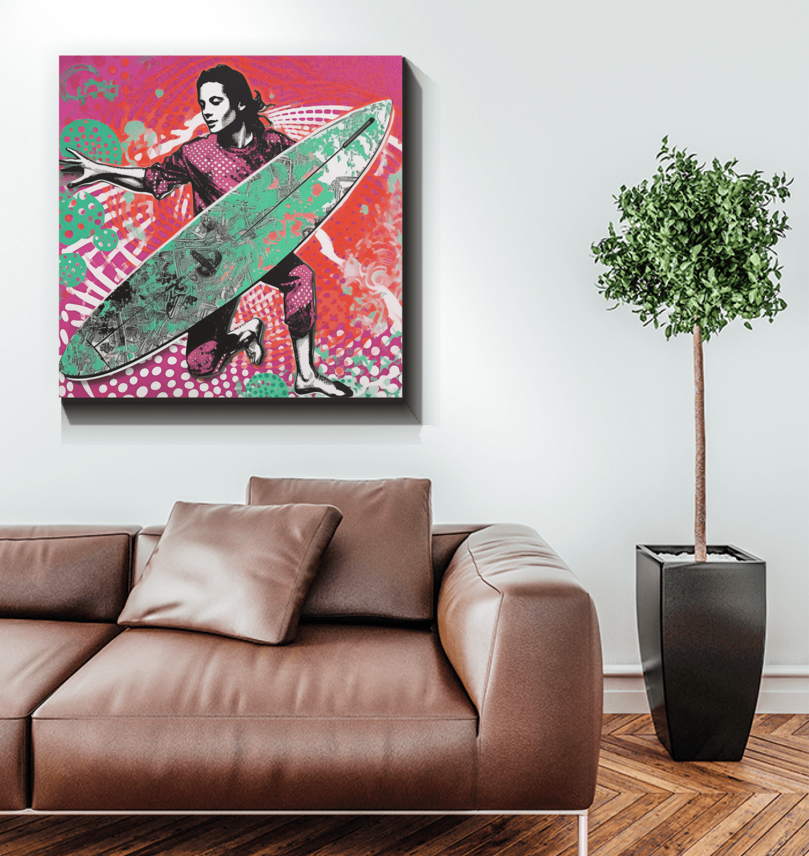 Surfing 5 10 Wrapped Canvas in natural light
