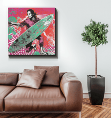Surfing 5 10 Wrapped Canvas in natural light