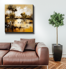 Starry Night Landscape Wrapped Canvas