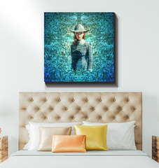 Celestial Wonder Beyond Style Wrapped Canvas in a modern living room.