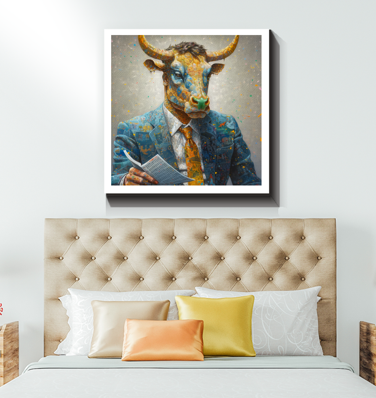 Bear in astronaut suit art on canvas.