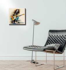 Vibrant Violinist's Velvety Vignette Wrapped Canvas