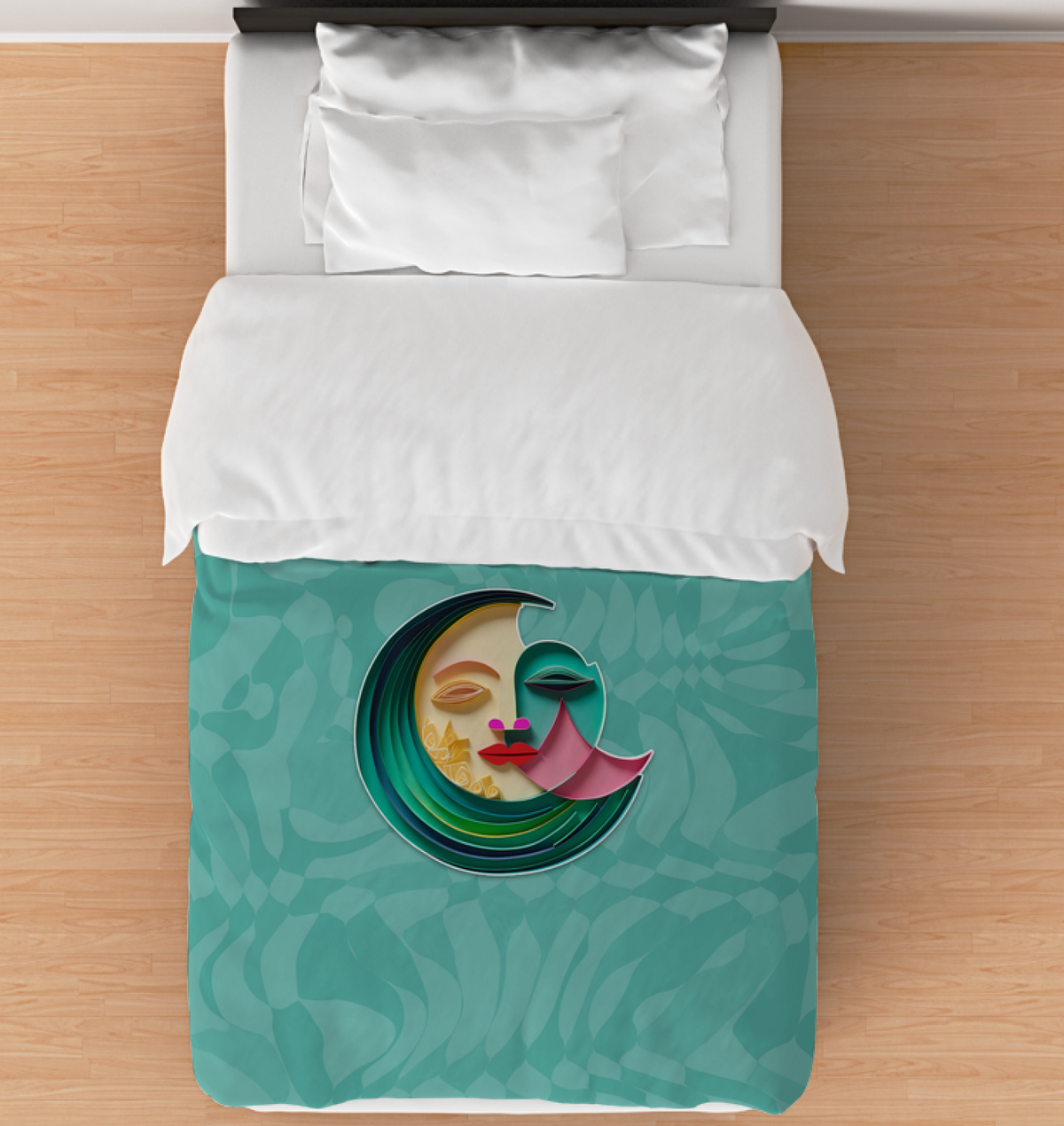 Front view of Princess Palace Dreams Comforter on a bed.