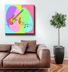 Guitar Line Art Wrapped Canvas - Beyond T-shirts