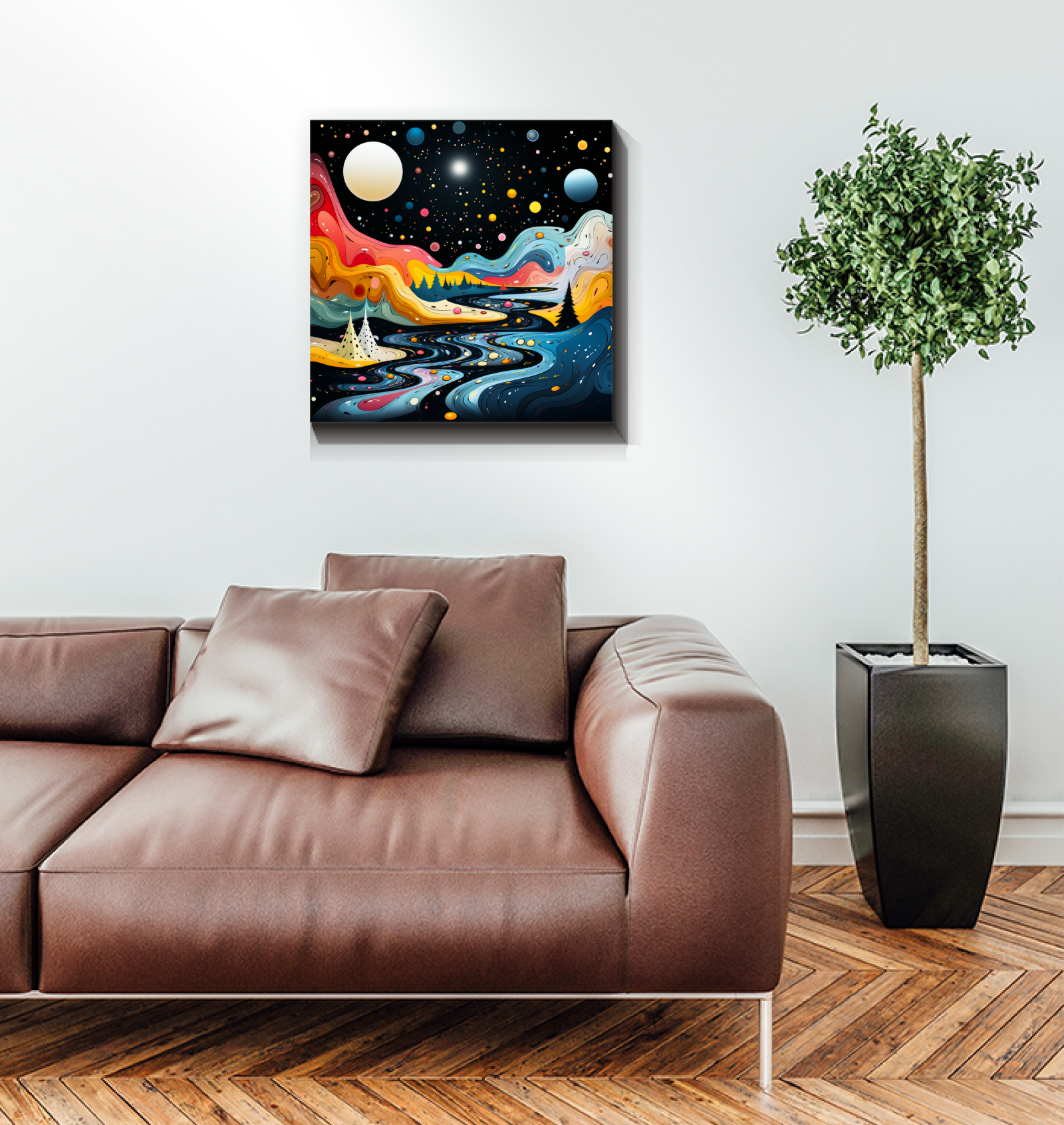 Luminous Lilies Pond Landscape Canvas